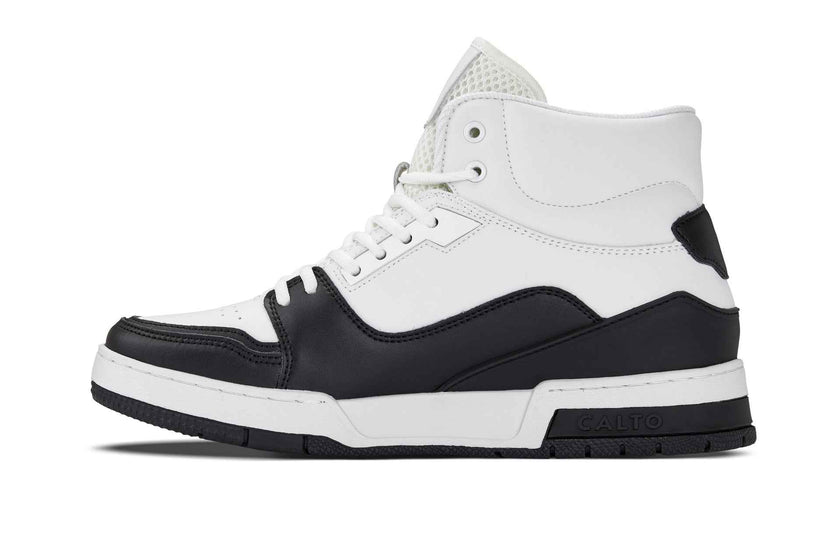CALTO - S4752 - 3 Inches Taller (White/Black) - High Top Sneakers