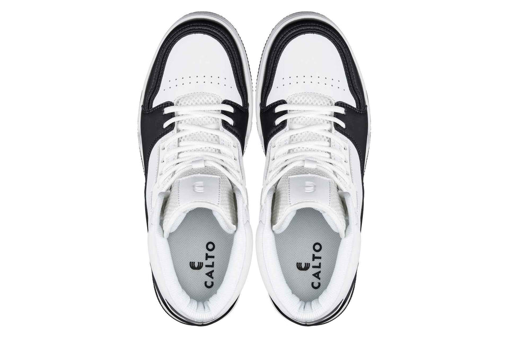 CALTO - S4752 - 3 Inches Taller (White/Black) - High Top Sneakers