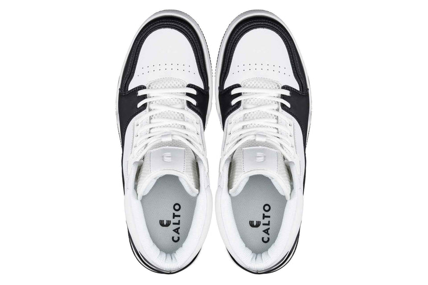 CALTO - S4752 - 3 Inches Taller (White/Black) - High Top Sneakers