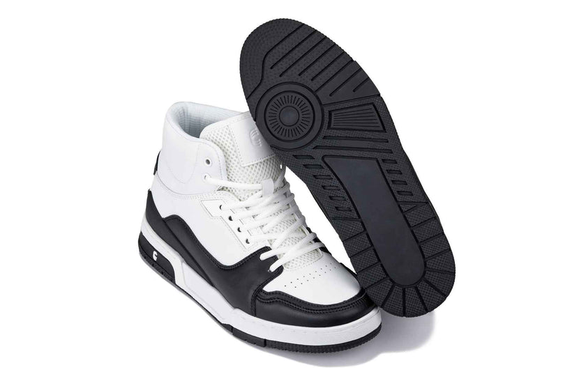 CALTO - S4752 - 3 Inches Taller (White/Black) - High Top Sneakers