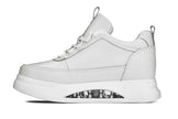 CALTO - S4926 - 3.2 Inches Taller (Bone/White Sole) - Chunky Elevated Platform Sneakers
