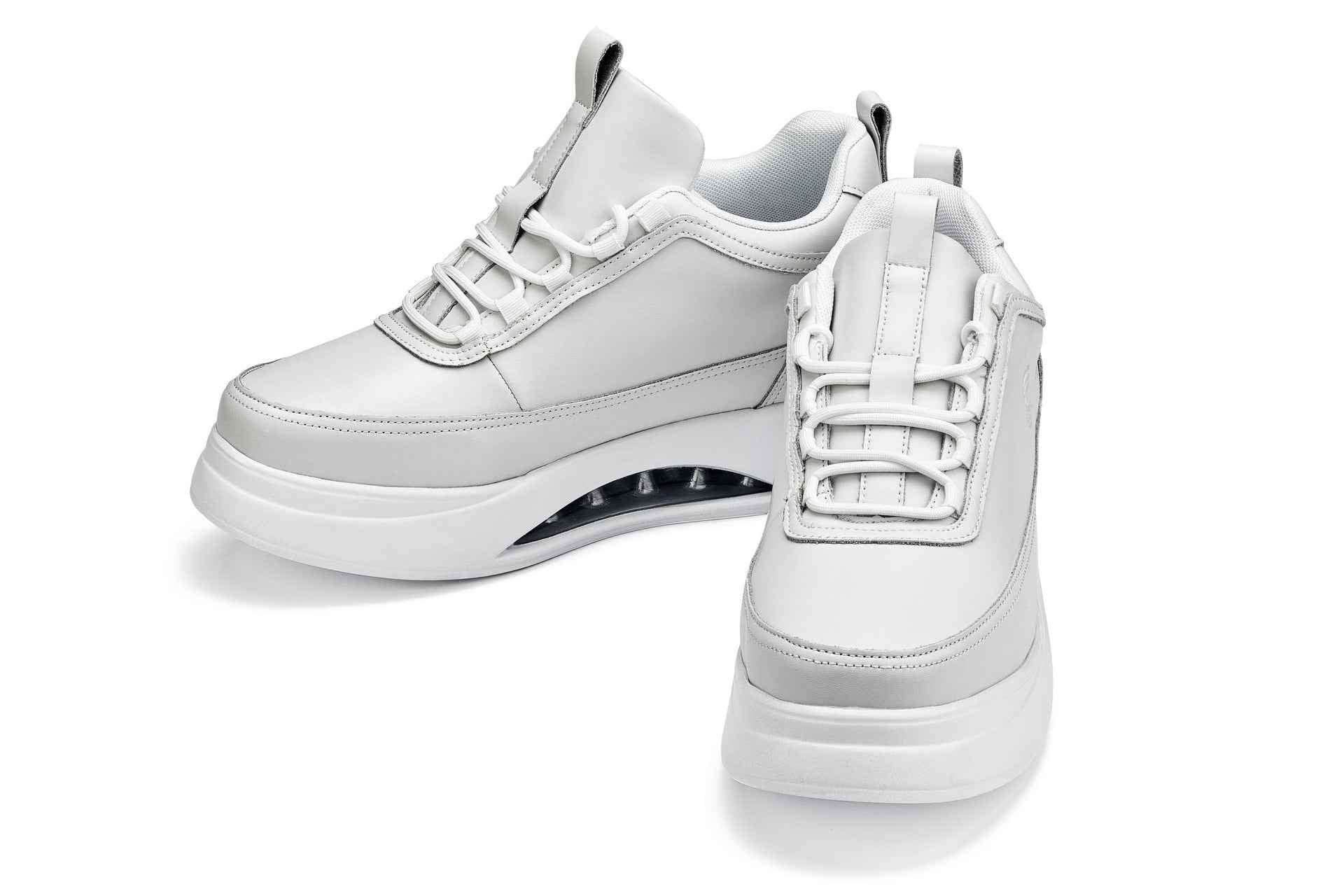 CALTO - S4926 - 3.2 Inches Taller (Bone/White Sole) - Chunky Elevated Platform Sneakers