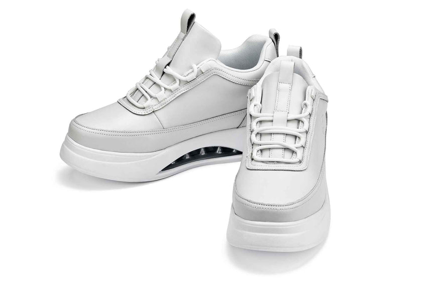 CALTO - S4926 - 3.2 Inches Taller (Bone/White Sole) - Chunky Elevated Platform Sneakers