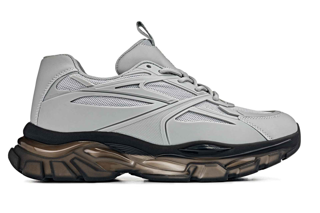 CALTO - S5281 - 2.6 Inches Taller (Cement/Translucent Onyx Sole) - Chunky Sole Sporty Sneakers