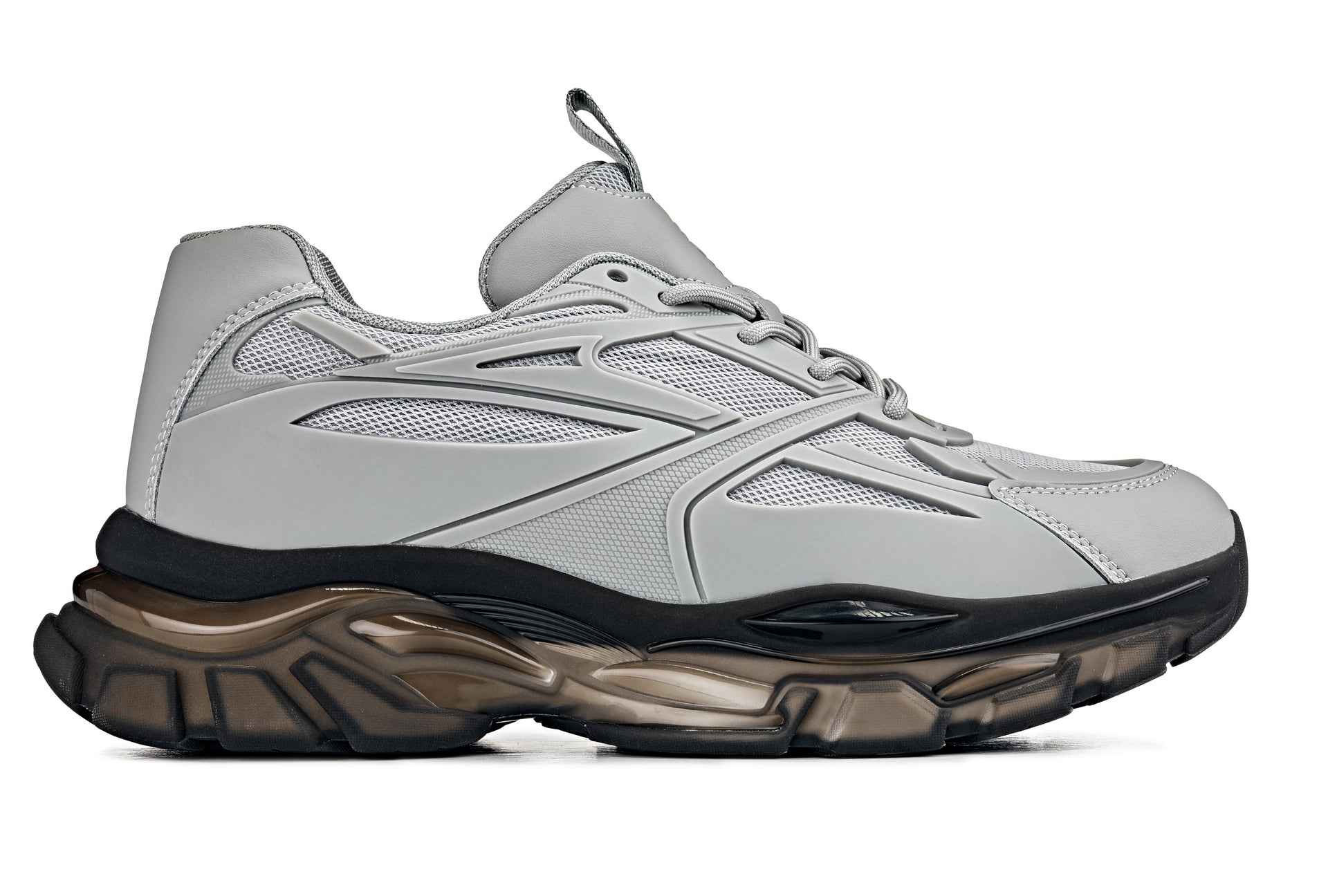 CALTO - S5281 - 2.6 Inches Taller (Cement/Translucent Onyx Sole) - Chunky Sole Sporty Sneakers
