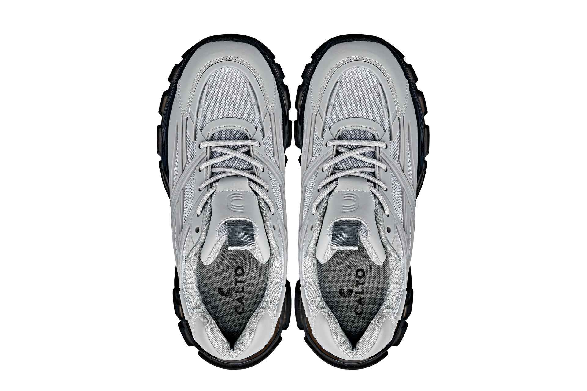 CALTO - S5281 - 2.6 Inches Taller (Cement/Translucent Onyx Sole) - Chunky Sole Sporty Sneakers