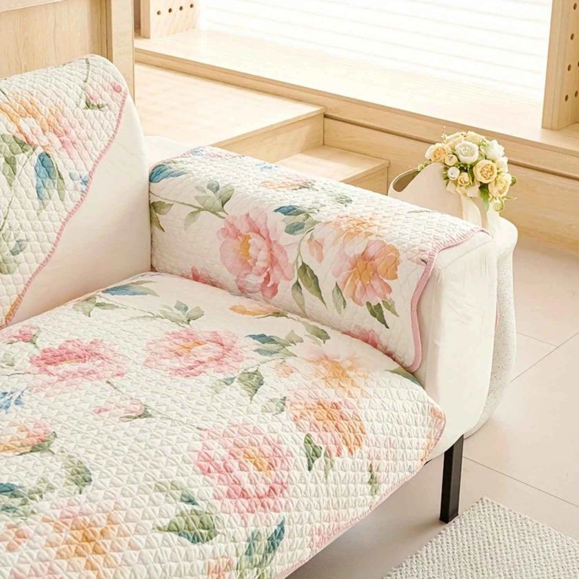 Floral Couch Cover – Dog Proof Linen Sofa Slipcover for Stylish Pet-Friendly Homes