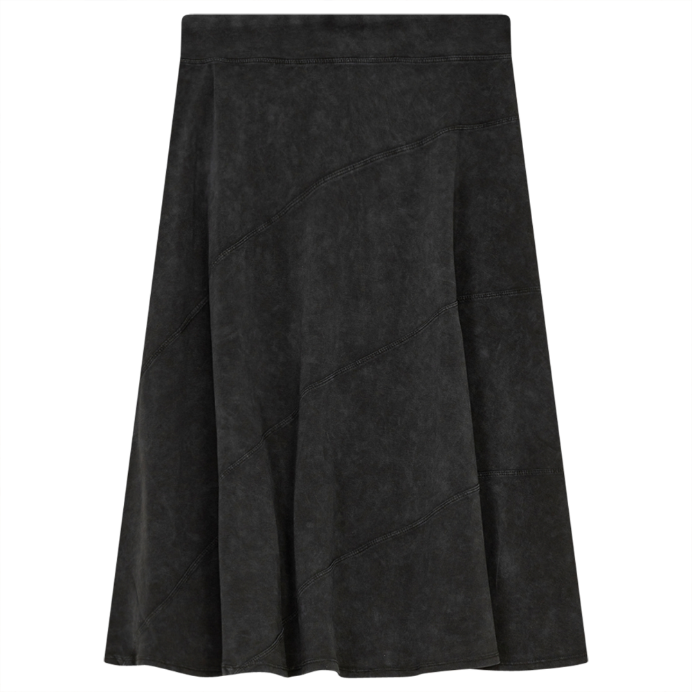 Ladies Short Denim Wash Skirt With Diagonal Cuts