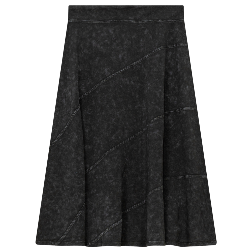 Ladies Short Denim Wash Skirt With Diagonal Cuts