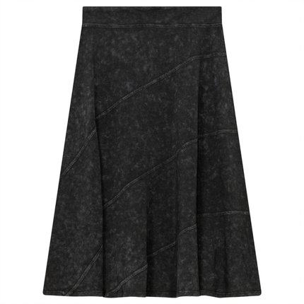 Ladies Short Denim Wash Skirt With Diagonal Cuts