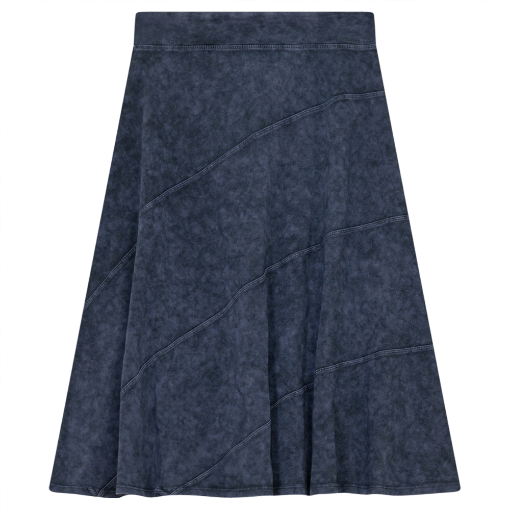 Ladies Short Denim Wash Skirt With Diagonal Cuts
