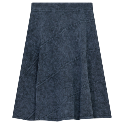Ladies Short Denim Wash Skirt With Diagonal Cuts