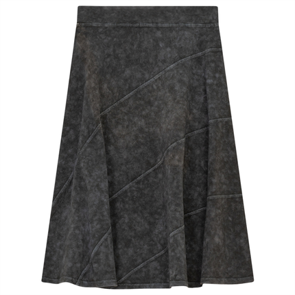 Ladies Short Denim Wash Skirt With Diagonal Cuts