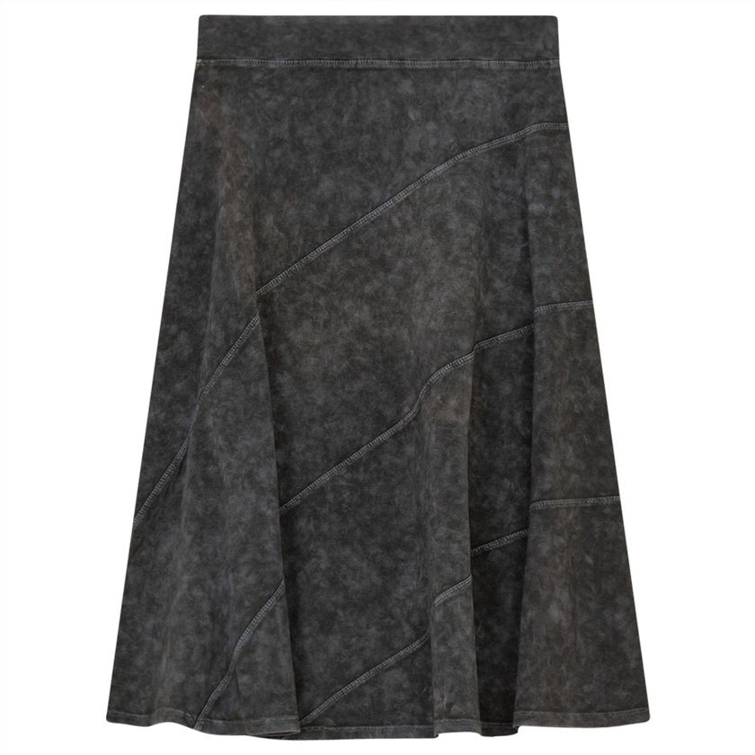 Ladies Short Denim Wash Skirt With Diagonal Cuts