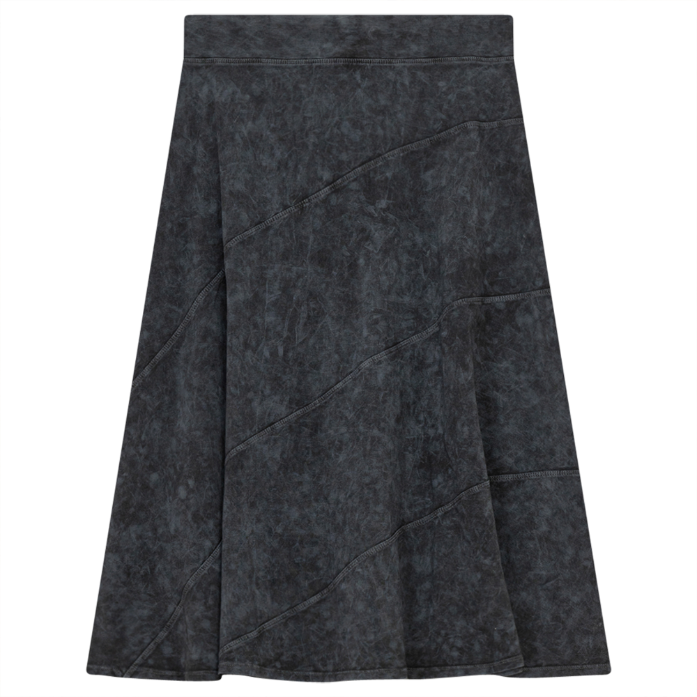 Ladies Short Denim Wash Skirt With Diagonal Cuts