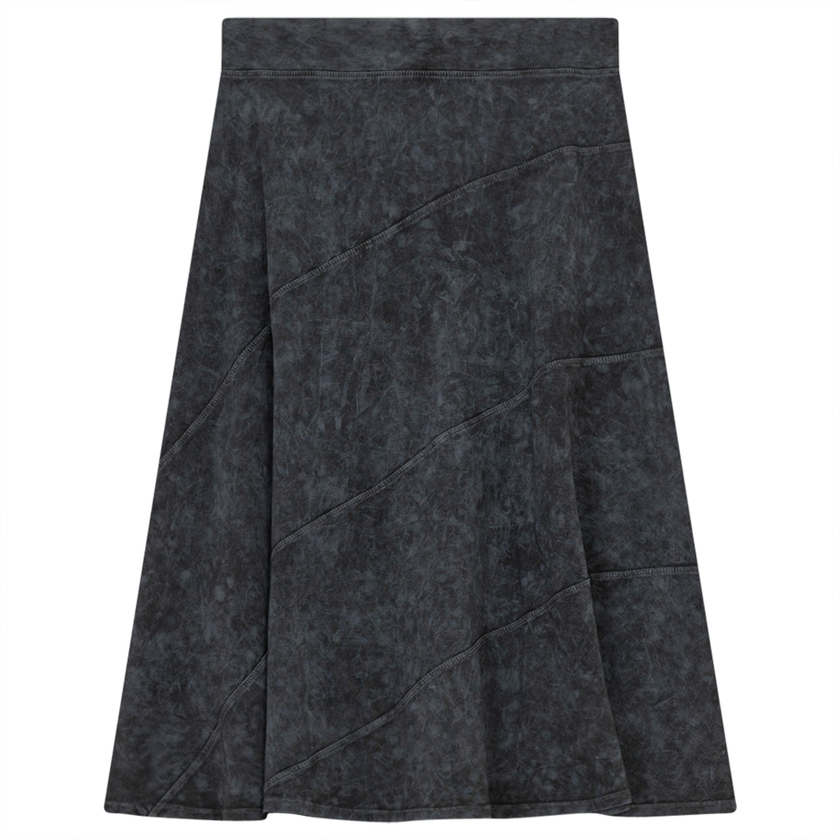 Ladies Short Denim Wash Skirt With Diagonal Cuts