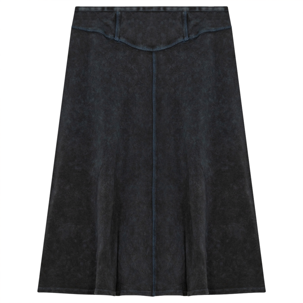 Ladies Short Denim Wash Skirt With Seam Down The Center