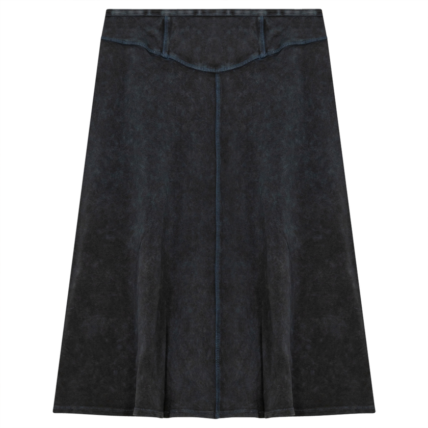 Ladies Short Denim Wash Skirt With Seam Down The Center