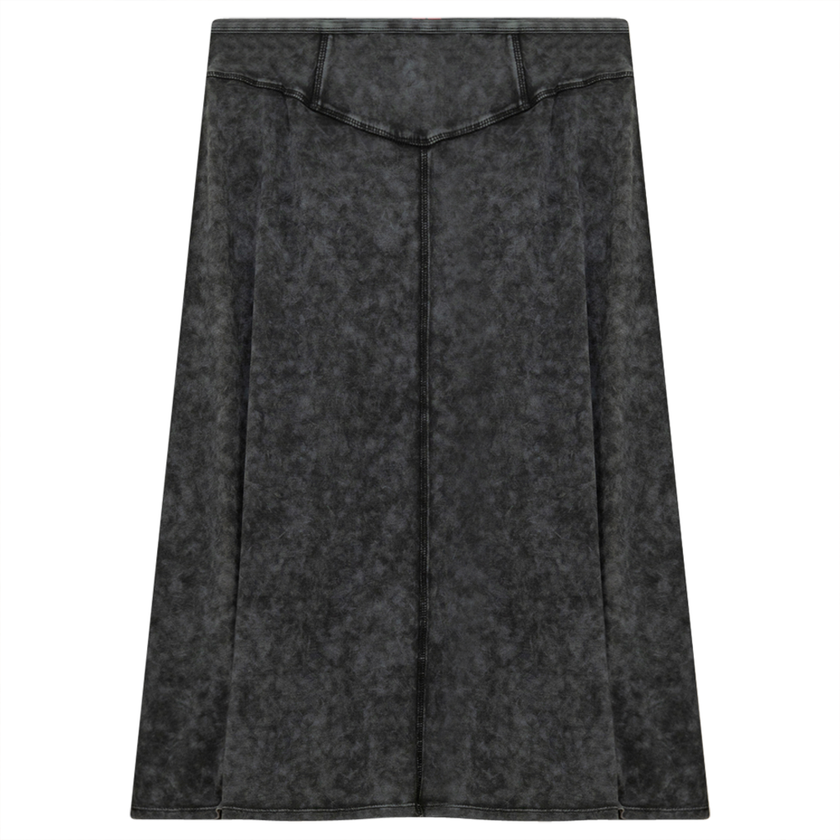 Ladies Short Denim Wash Skirt With Seam Down The Center