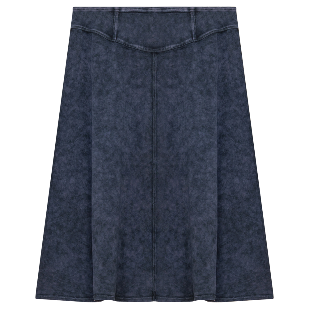 Ladies Short Denim Wash Skirt With Seam Down The Center