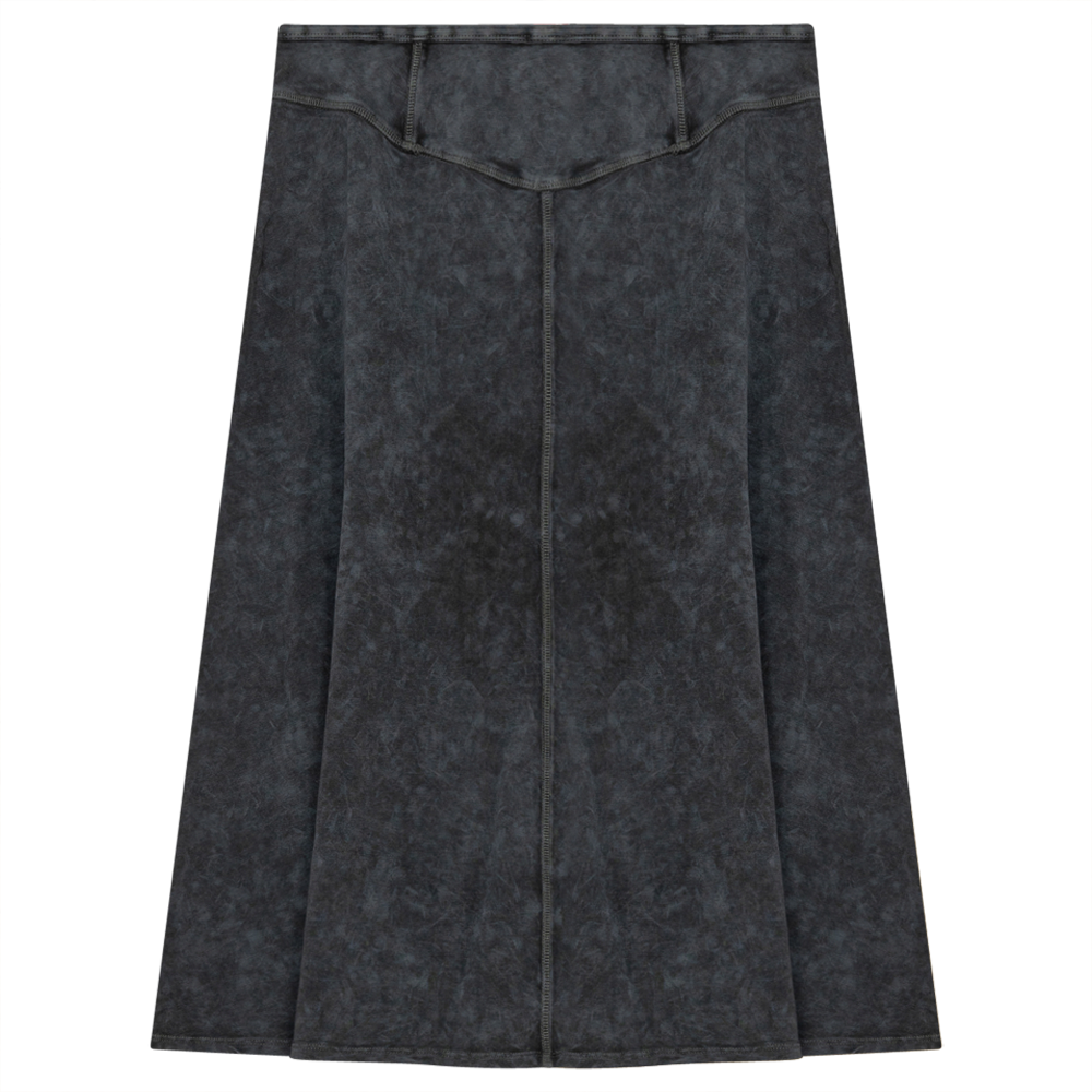 Ladies Short Denim Wash Skirt With Seam Down The Center