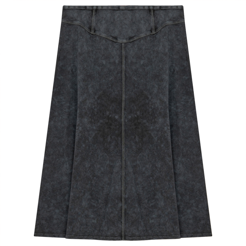 Ladies Short Denim Wash Skirt With Seam Down The Center