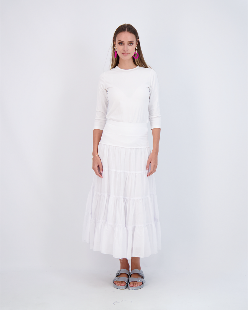 Ladies Tiered Maxi Gauze Skirt