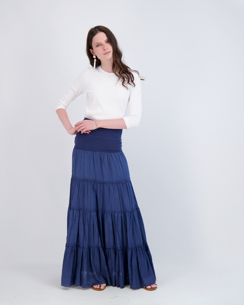Ladies Tiered Maxi Gauze Skirt