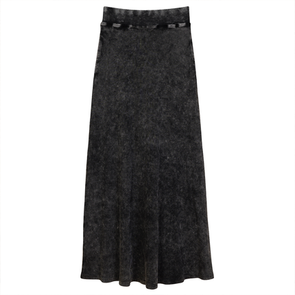 Long Denim Wash Skirt