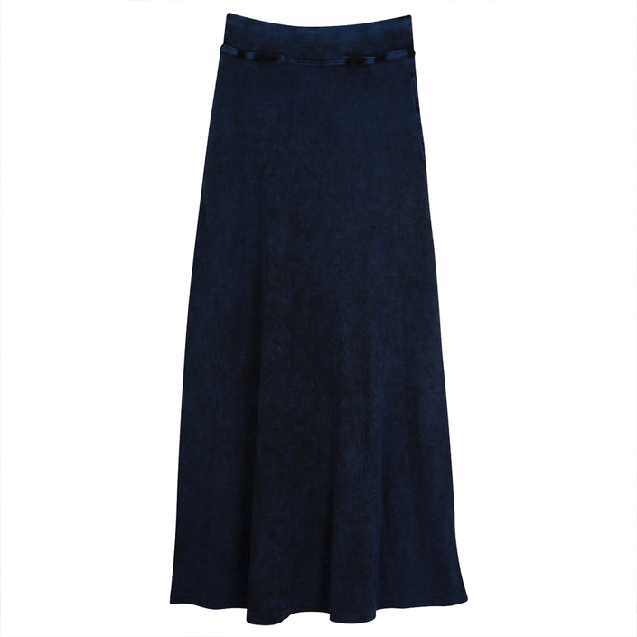 Long Denim Wash Skirt