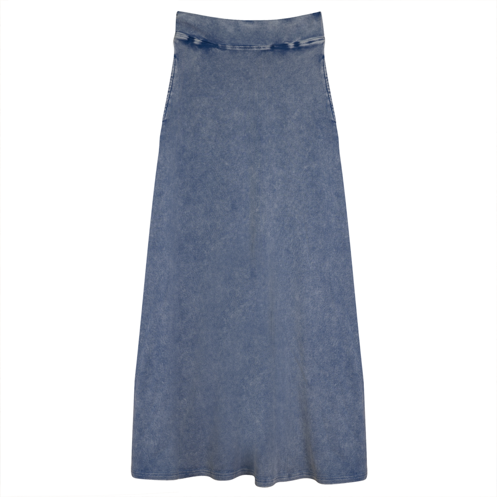 Long Denim Wash Skirt