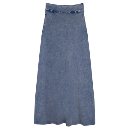 Long Denim Wash Skirt