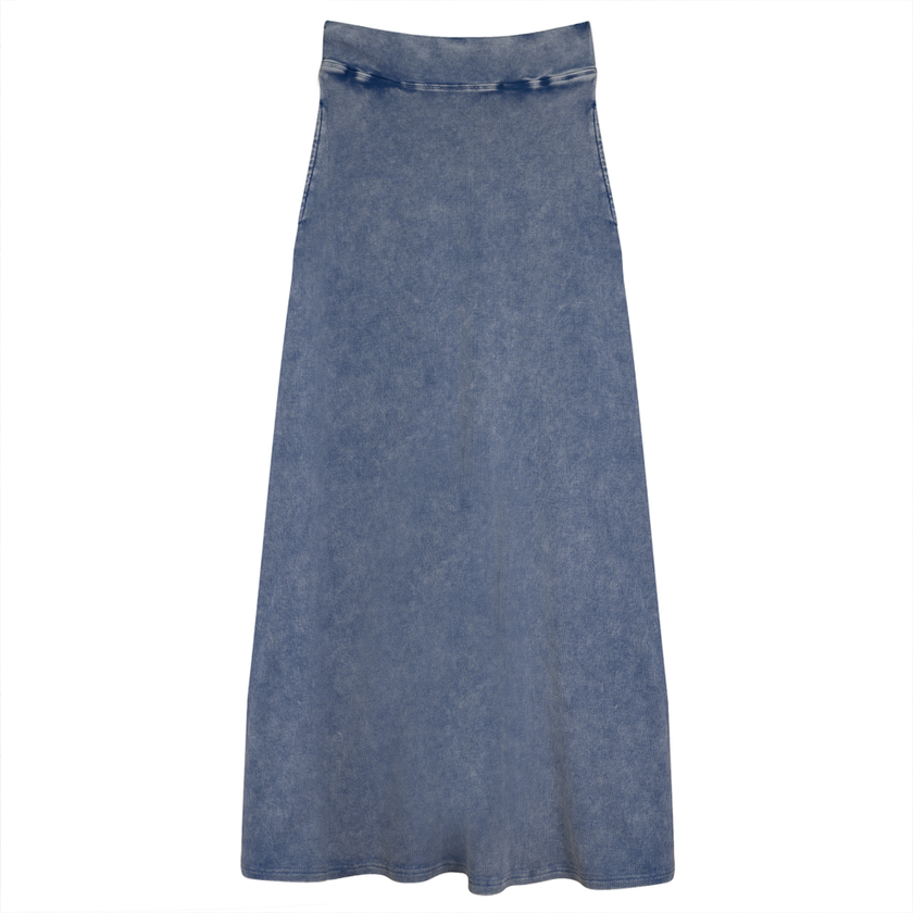 Long Denim Wash Skirt