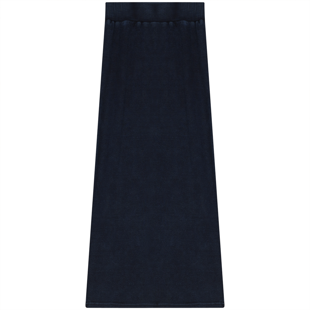 Soft Denim Wash Long Straight Skirt