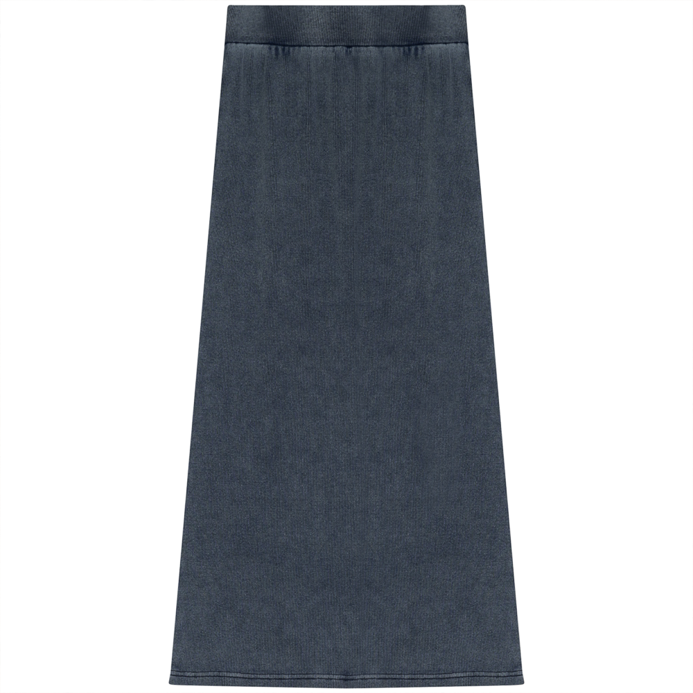 Soft Denim Wash Long Straight Skirt