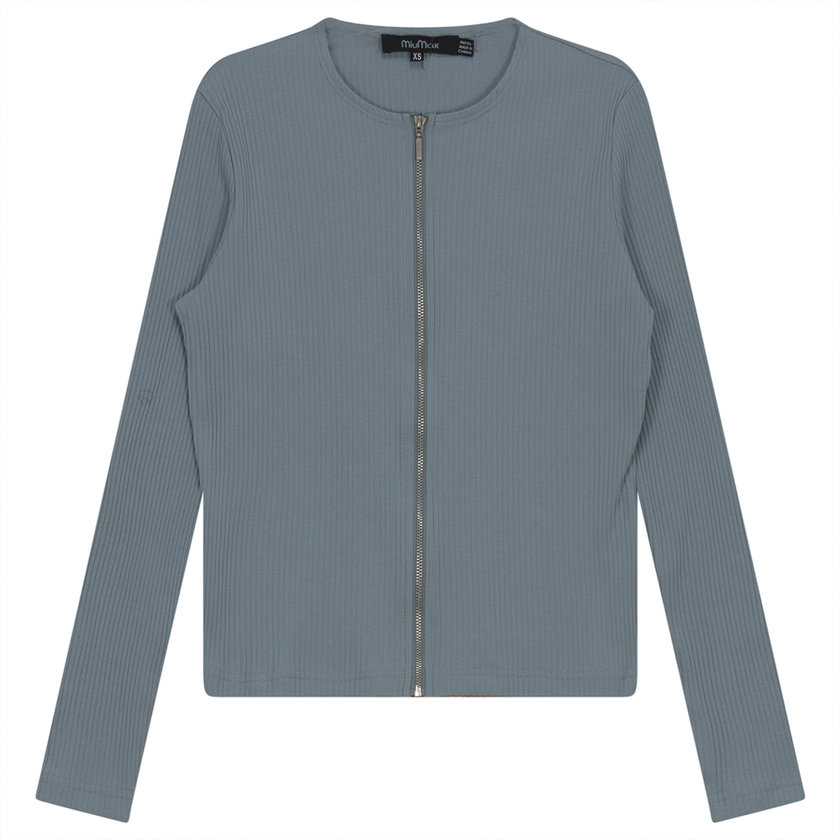 Thin Ribbed Crop Zipper Bomber