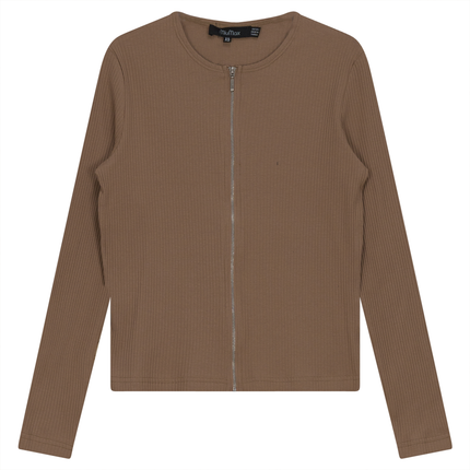 Thin Ribbed Crop Zipper Bomber