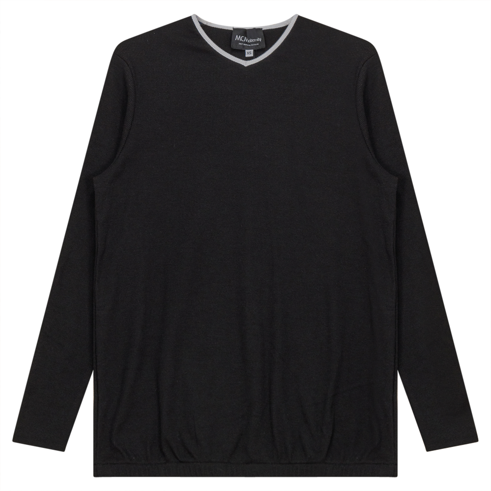 Ribbed Maternty V-Neck Bubble Top