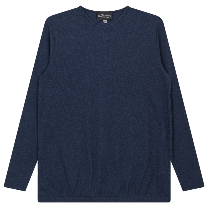 Ribbed Maternty V-Neck Bubble Top