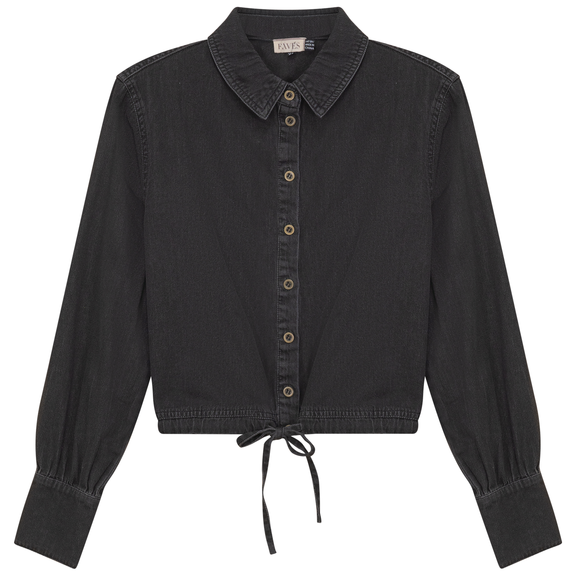 Denim Henley Bungee Top