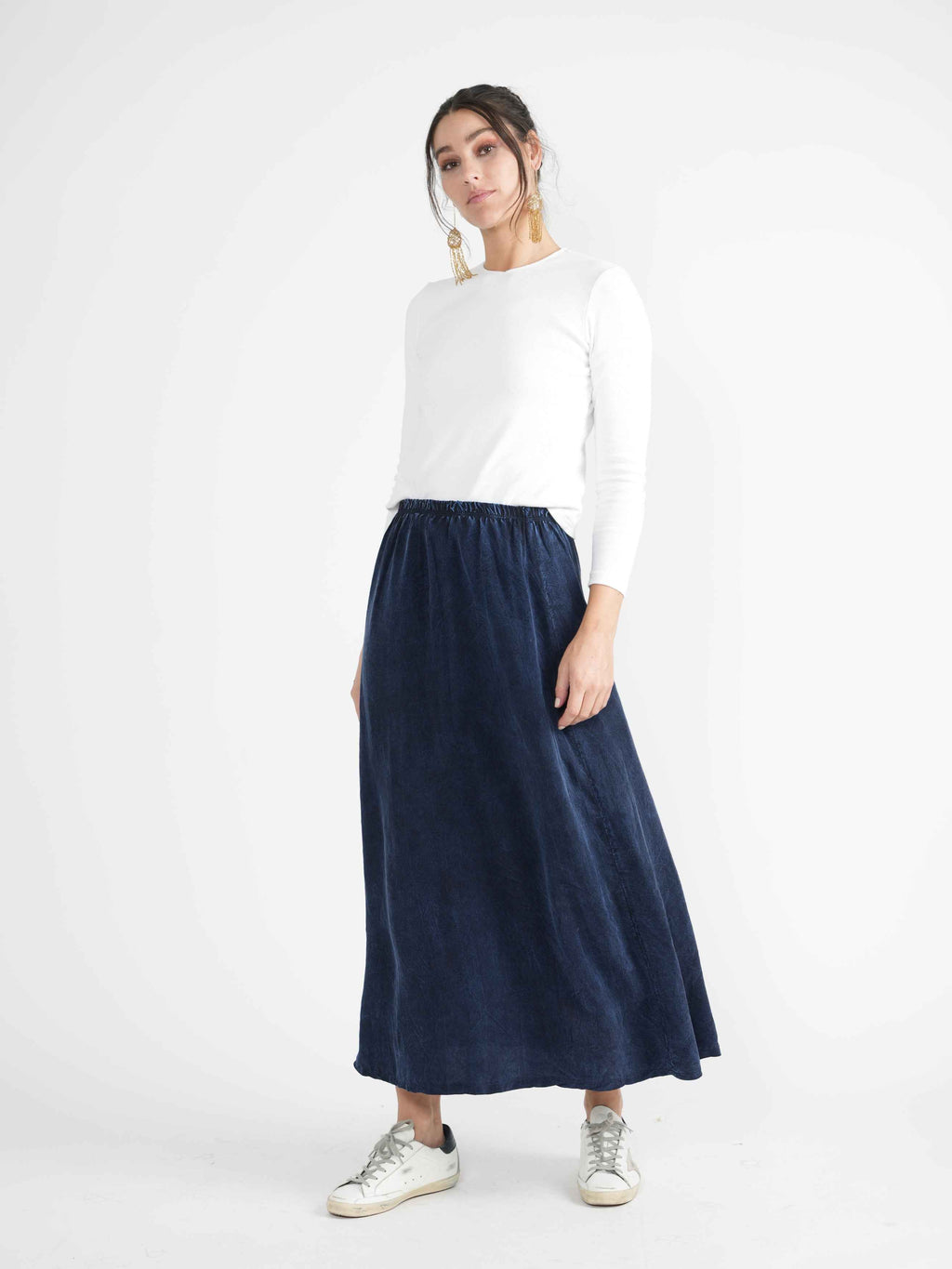 Wash Denim Maxi skirt