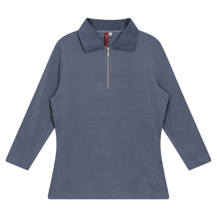 Zip Henley Collar Top