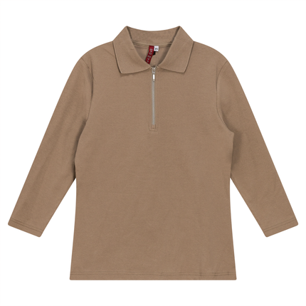 Zip Henley Collar Top