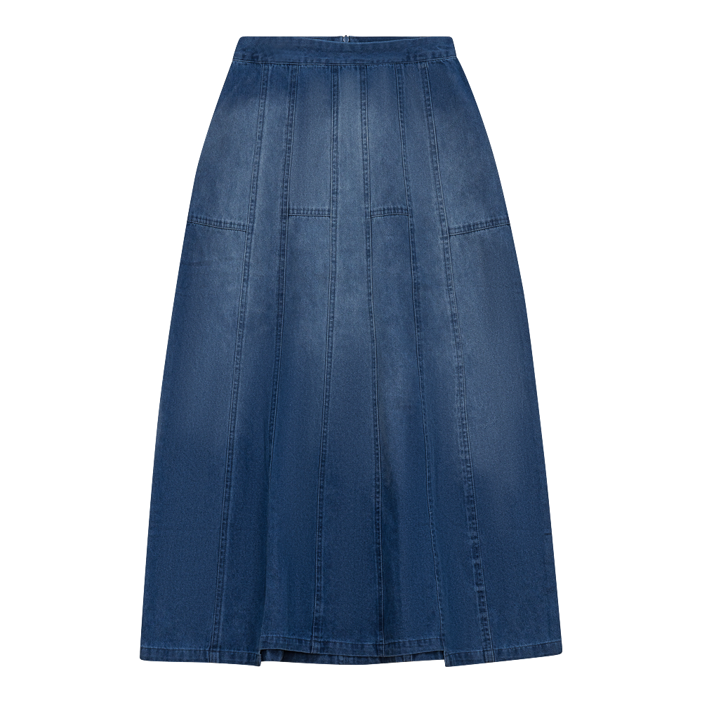 Denim Long Flare Skirt