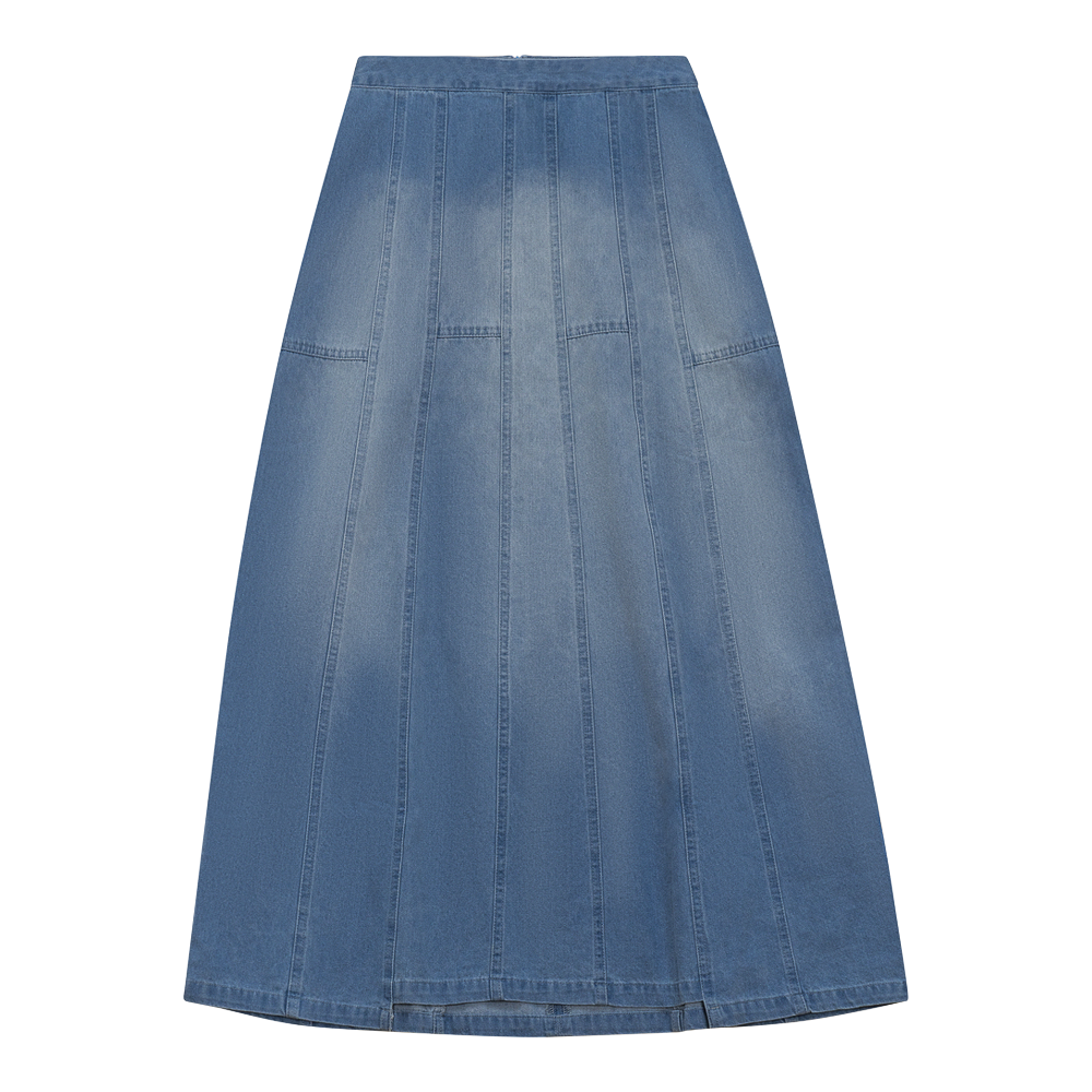 Denim Long Flare Skirt