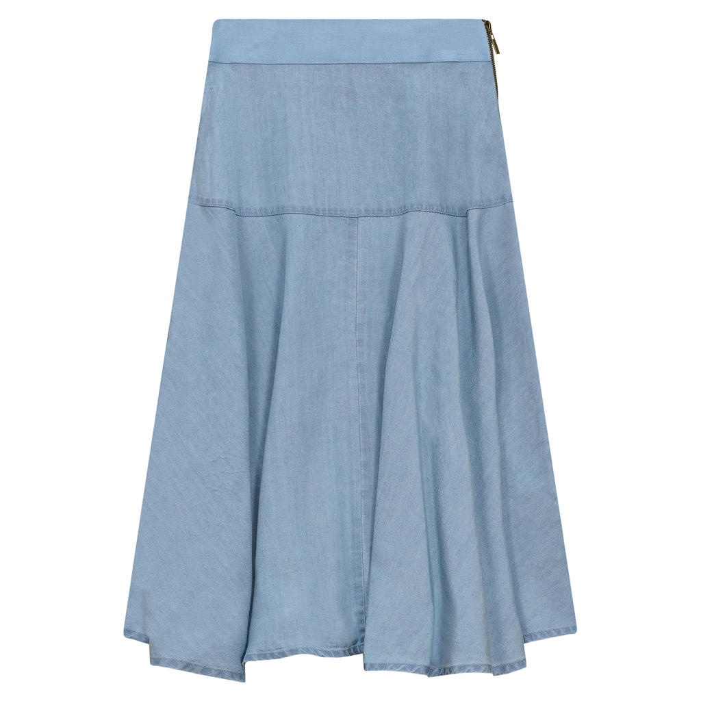 Woven Denim Flare Skirt