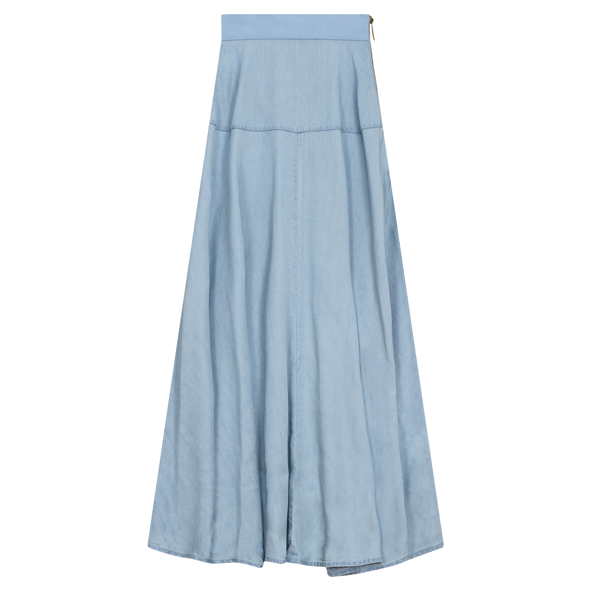 Woven Denim Flare Skirt