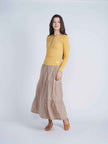 Woven Tiered Skirt with Belt
