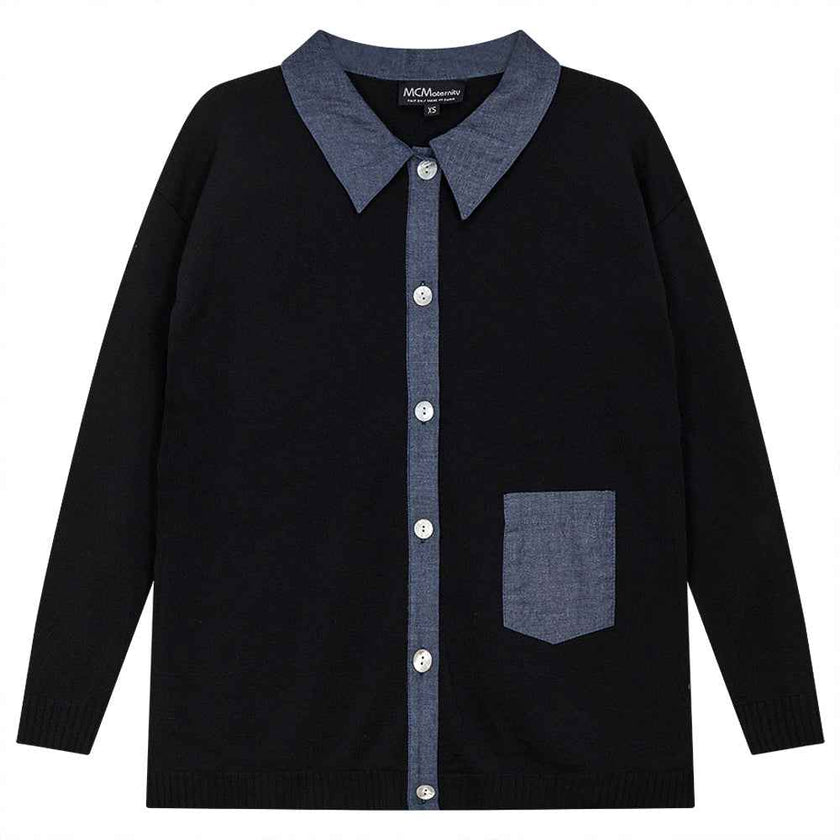 Maternity Rib Knit Color Blocked Jacket