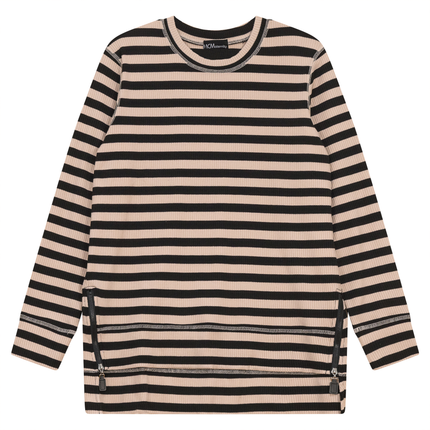 Striped Maternity Zip Top